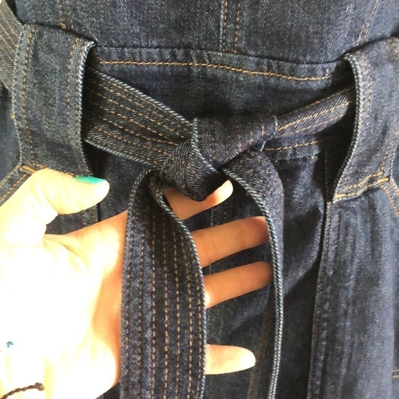 7 For All Mankind Rare Blue Jean Denim Overall Mini Modal Stretch Mini Dress SM - Picture 9 of 16